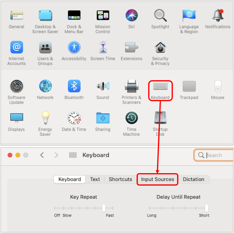 Select Keyboard on Mac