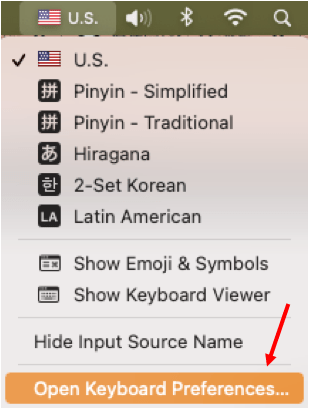 Keyboard Preferences on Mac