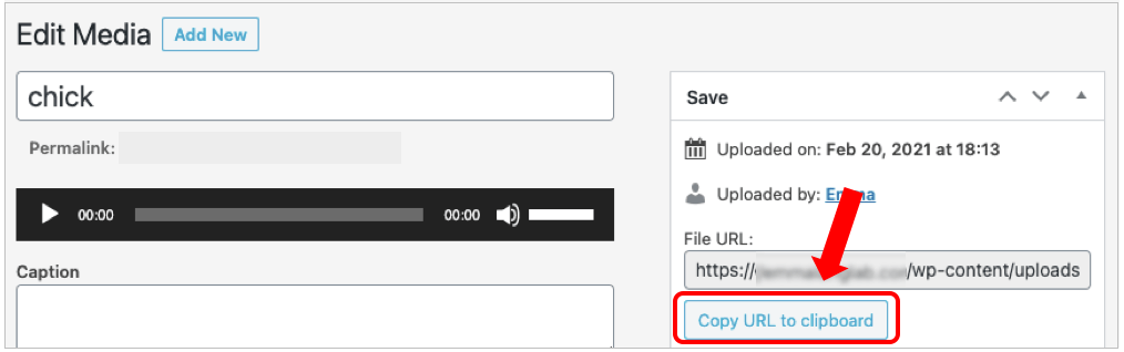 url to the audio file