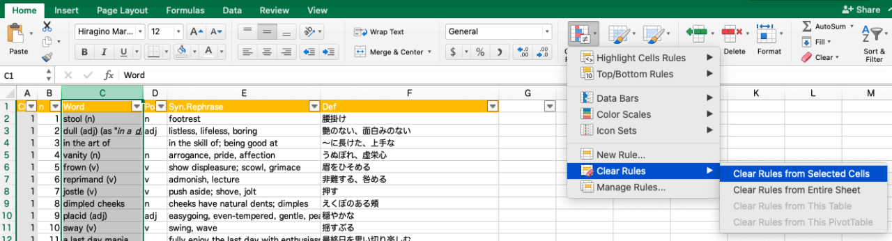 Excel | Reset Formatting